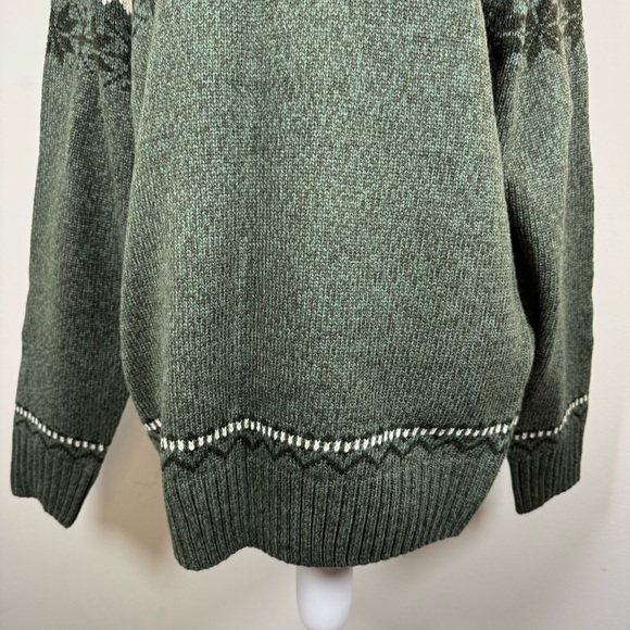 Jeep Men’s Fair Isle Sweater Forest Green Wool Blend Size Large Vintage-Style - Picture 2 of 12